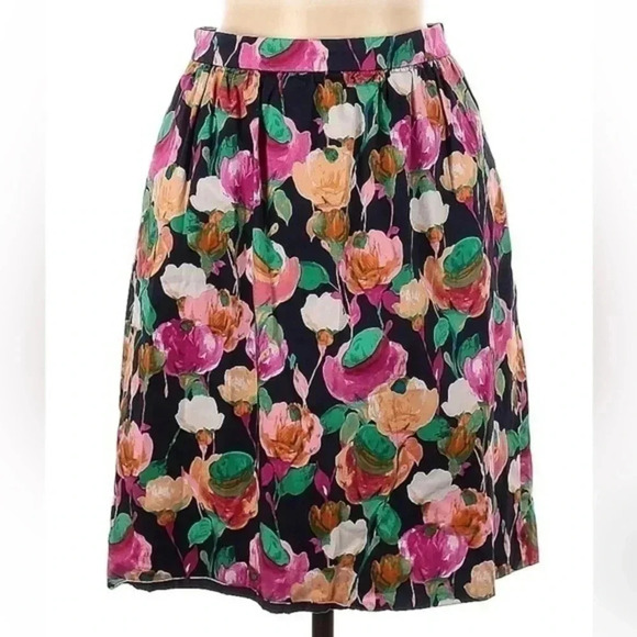 J. Crew | Tulip Floral Print A-Line Gathered Stretch Front Pockets Size Size 2 - Picture 2 of 6